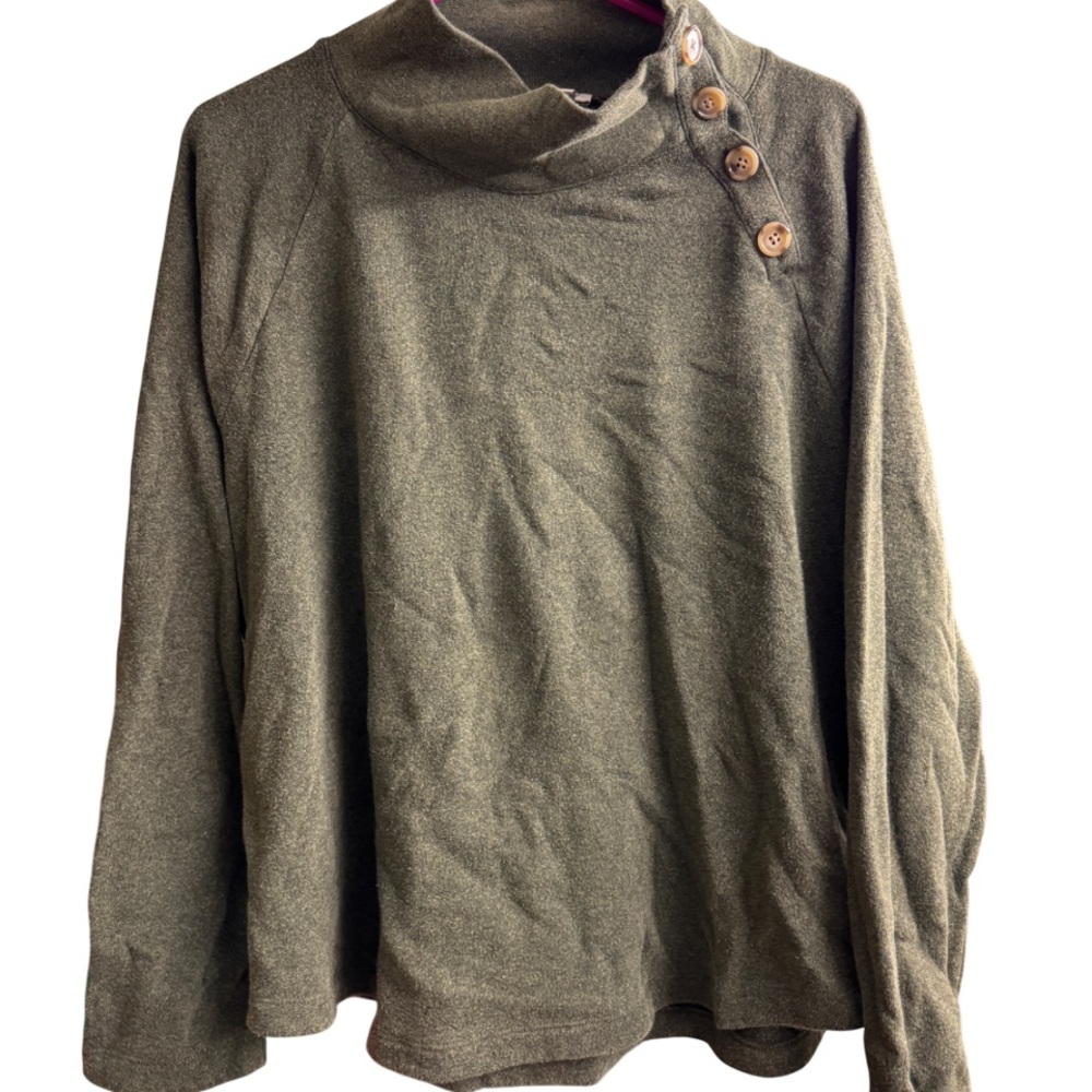 J. Crew Olive Green Button-Detail Women's Sweater